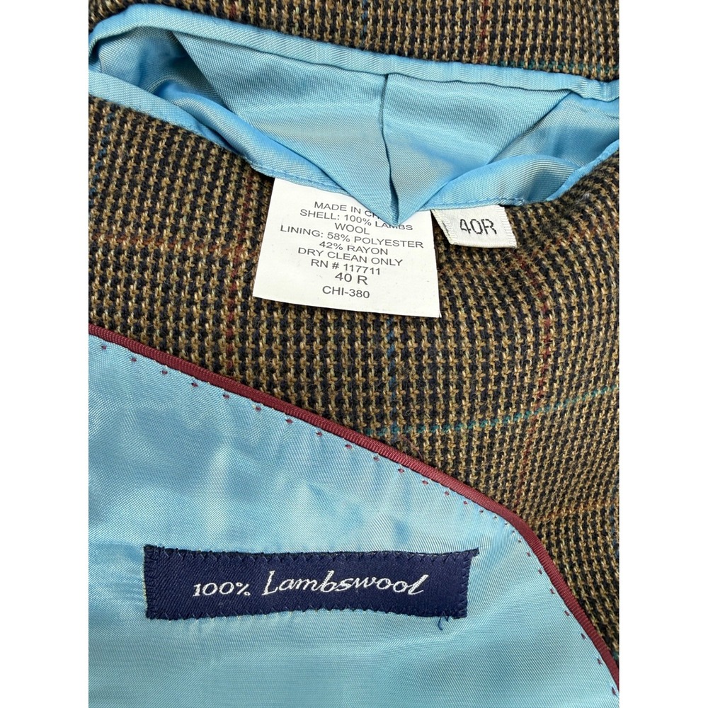 Alan Flusser Blazer Men 40R Brown Plaid Lambswool Sport Coat Professional Career - Picture 3 of 10